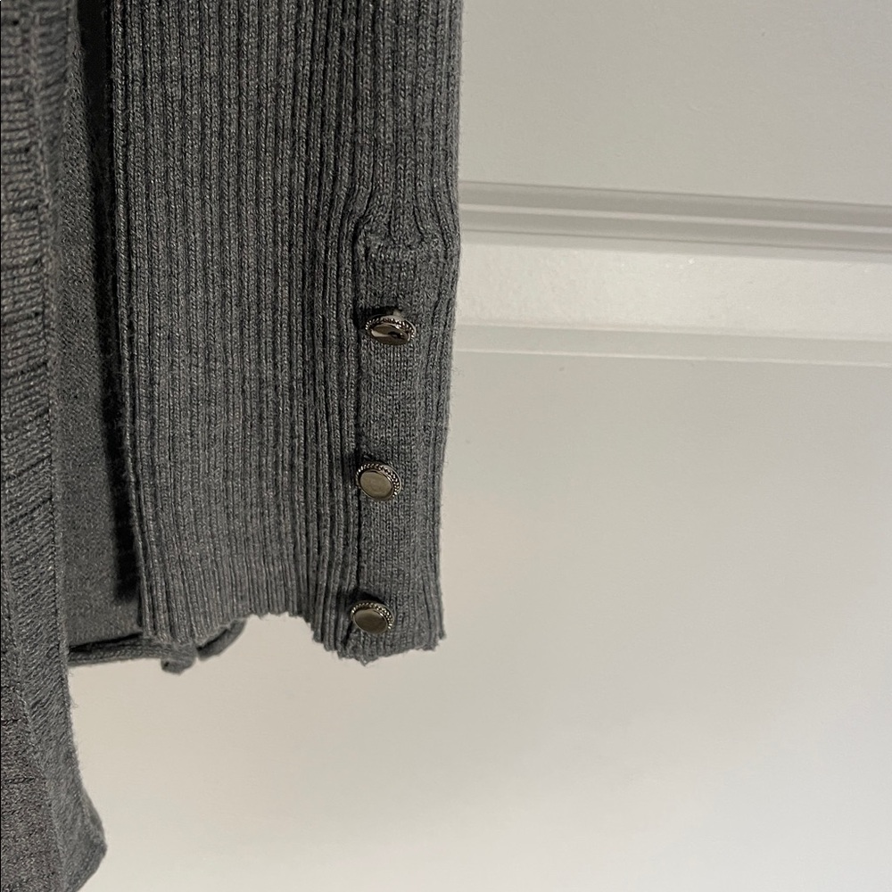 Lane Bryant Gray Ribbed Open Front Sweater - Picture 4 of 12